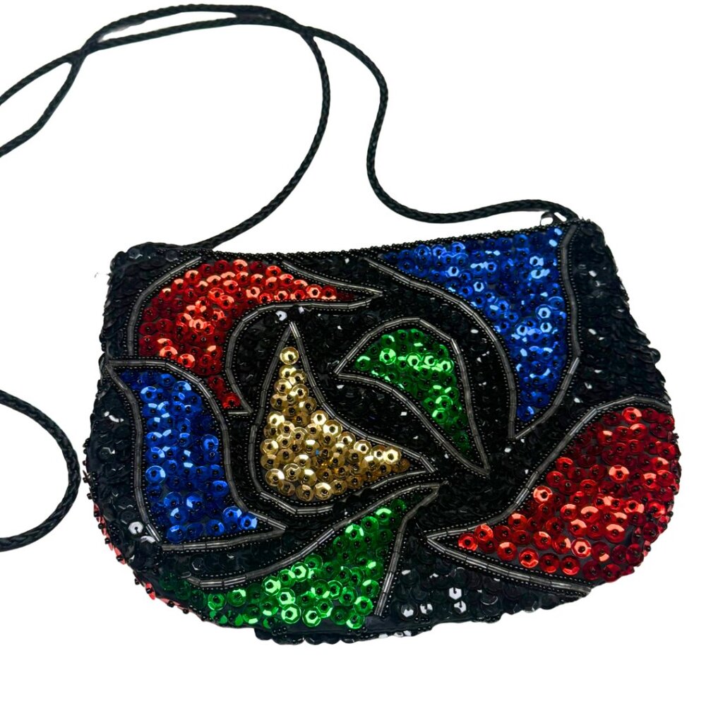Vintage La Regale Handmade Sequin & Beaded Bag – Macau – Excellent Condition
